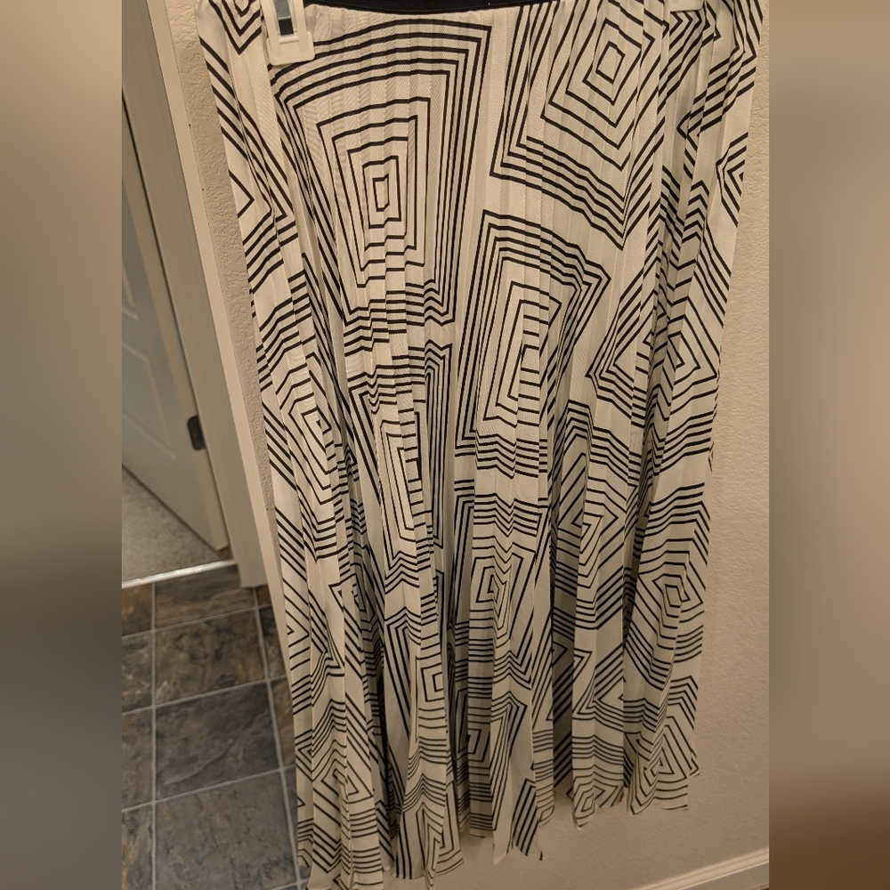 Mango Black and White Striped Skirt